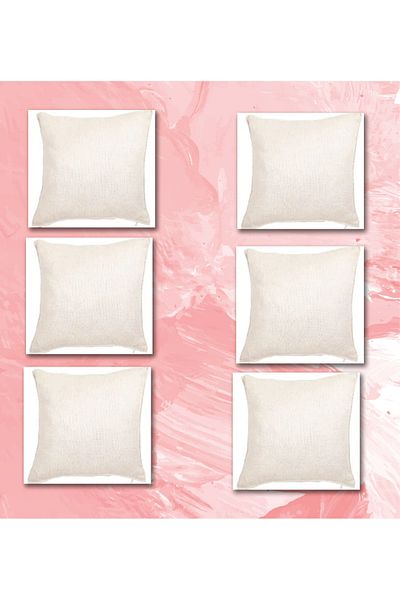NGY 6-Piece Natural Raw Linen Throw Pillow Cover Suitable for Punch Processing Throw Pillow Cover