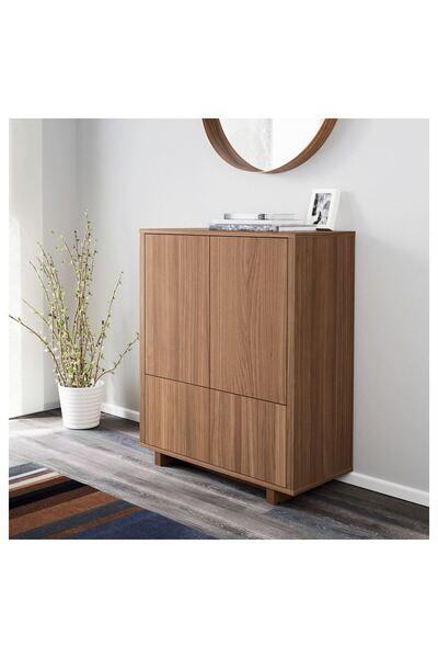 IKEA dolap, ceviz kaplama, 90x107 cm