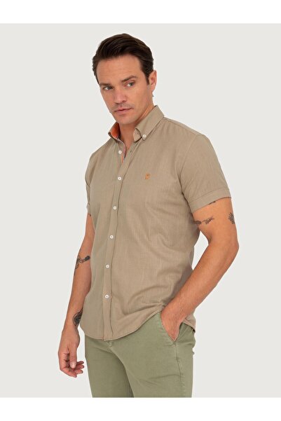 SIR RAYMOND TAILOR GOLF CLUB 1877 Si2636057 - Men's Milk Coffee Regular Fit Comfortable Fit Short Sleeve Shirt