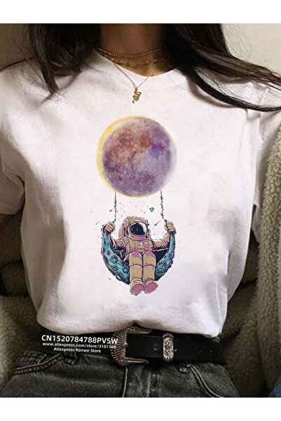 GALASHOP تي شيرت نسائي على شكل قمر هاراجوكو مضحك 90s للفتيات موديل 27