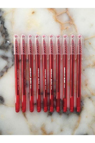 Pensan Office Ballpoint Pen 1.0mm Red (10 Pieces)