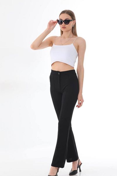 Ded COLLECTION Women's Lycra Buttoned Pants