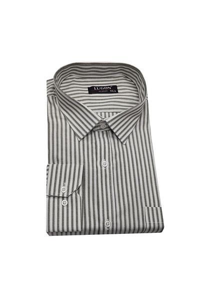 LUGON Large Size Classic Men's Shirt with Pockets-6536