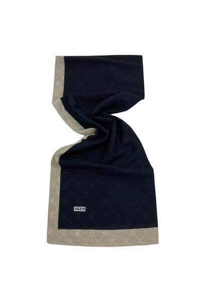 Aker Koza Şal Siyah Monogram Desenli 1050800-915