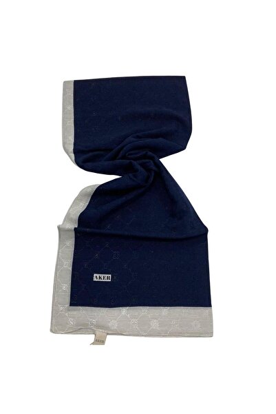 Aker Koza Şal Lacivert Monogram Desenli 1050800-921