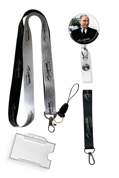 StormiStoretr Set de 4 breloc cu frânghie pentru gât, cu model semnătură Atat...