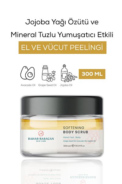 Bahar Babacan Softening Effective Hand Foot Body Peeling with Jojoba Oil Extract and Mineral Salt 300ml