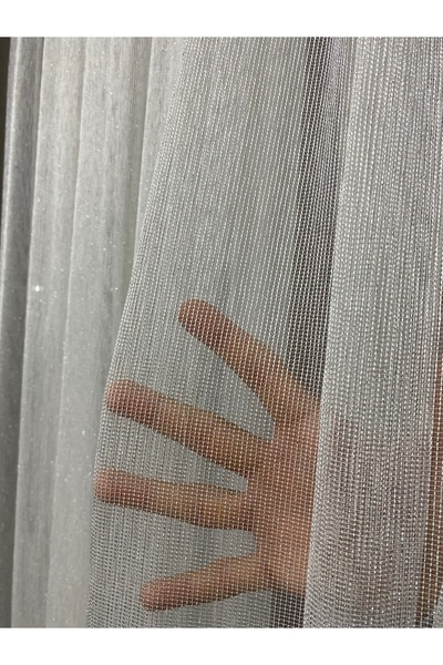 ÇOPURLAR PERDE Gümüş Simli Çelik Tül Perde Ağır Gramajlı 1e2,5 orta pile dikim