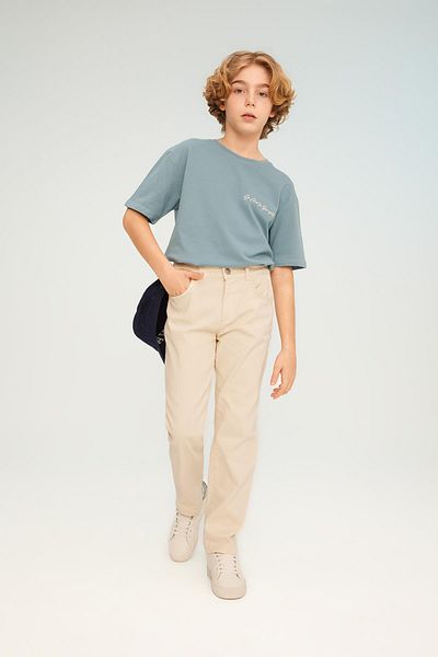 DeFacto Boy's Crew Neck Embroidered Pique Short Sleeve T-Shirt C1920a824sm