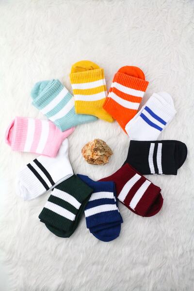 Cemce Butik 6 чифта колежански чорапи с райета, цветни, от памук, унисекс, да...