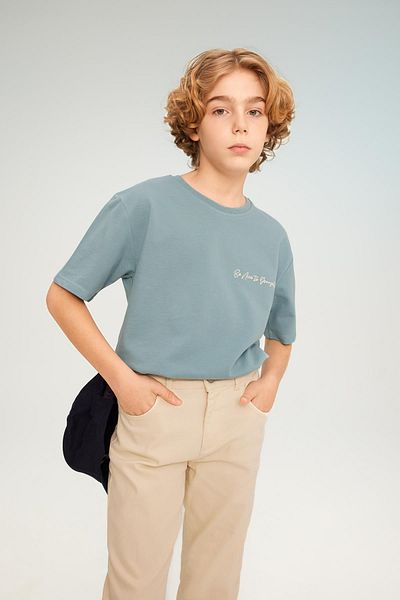 DeFacto Boy's Crew Neck Embroidered Pique Short Sleeve T-Shirt C1920a824sm