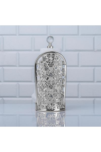 Hinora STONE PEARL TIGE PAPER TOWEL RACK CRYSTAL STONE METAL SILVER