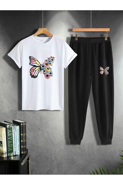 Serays moda Butterfly Printed Girl's Tracksuit Set