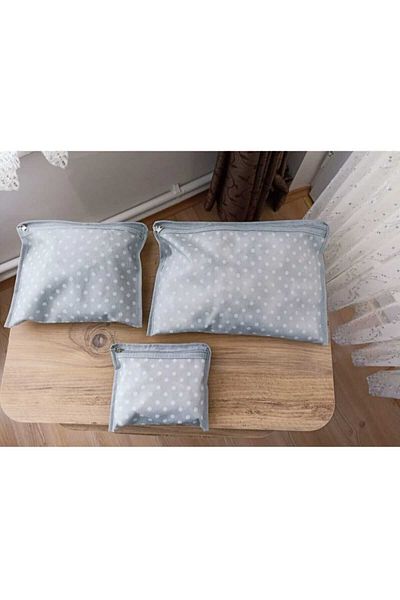 HOMELİFE EV TEKSTİL Gray Polka Dot Multi-Purpose 6 Piece First Quality Suitcase Organizer