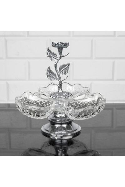 Hinora ياقوت 3 أقسام من الزجاج الكريستالي، وعاء تقديم الطعام، وعاء الوجبات ال...