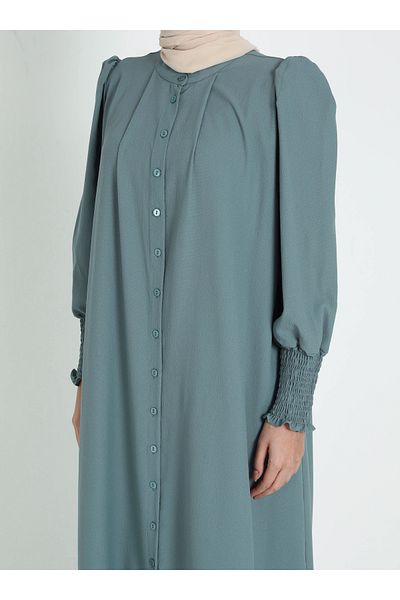 Tavin Buttoned Hijab Dress - Çağla - Tavin
