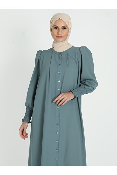 Tavin Buttoned Hijab Dress - Çağla - Tavin
