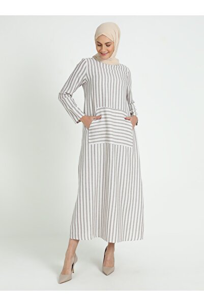 Tavin Kangaroo Pocket Hijab Dress - Mink - Tavin