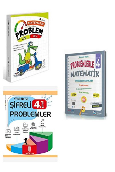 öğretmen evde 4. Sınıf 3 Ayrı Yayın Problemler Soru Bankası Seti