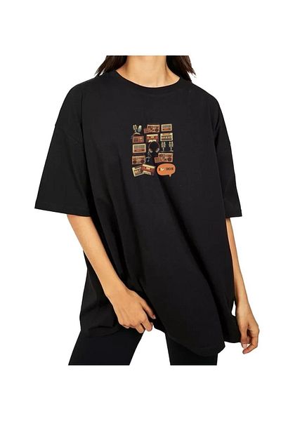 FGO GYM Tricou oversize din bumbac unisex cu imprimeu nostalgic