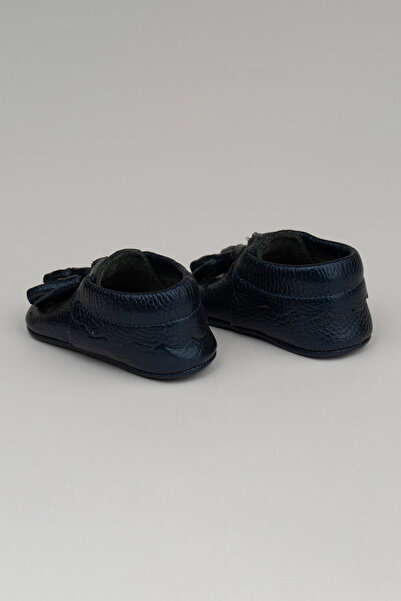 Deriza Tasseled Genuine Leather Baby Moccasin Navy Blue