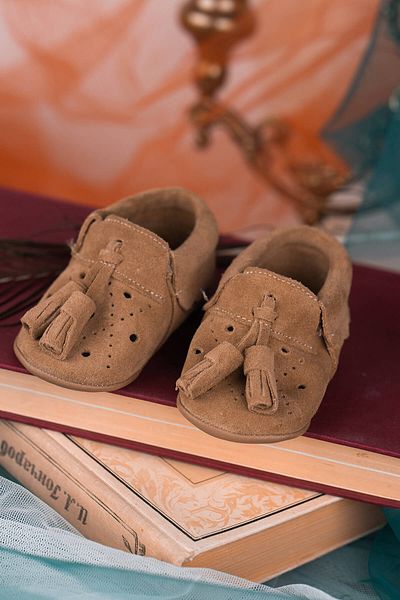 Deriza Tasseled Genuine Leather Baby Moccasin Mink