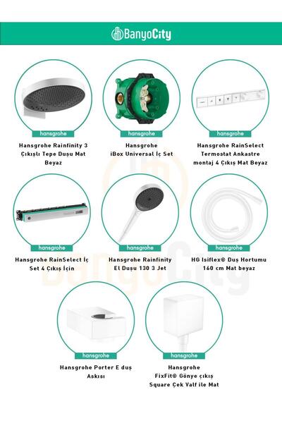 Hansgrohe Rainfinity 4 Çıkışlı Ankastre Duş Sistemi