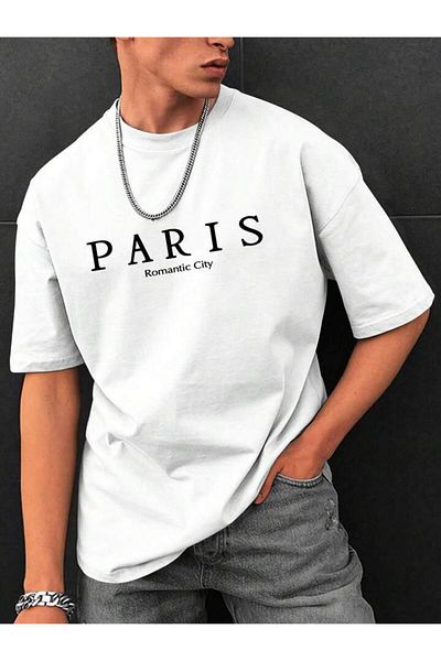 AFROGİYİM Μπλουζάκι Unisex Paris Romantic City με στάμπα Oversize