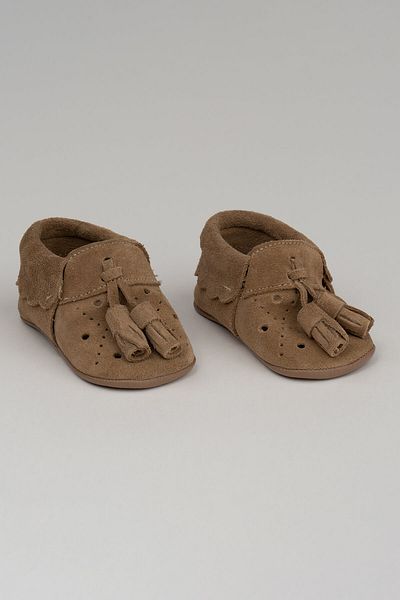 Deriza Tasseled Genuine Leather Baby Moccasin Mink