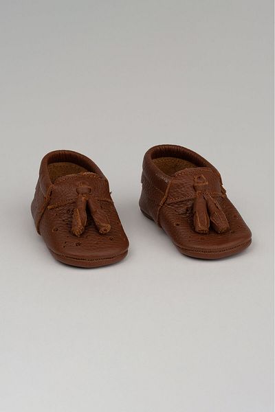 Deriza Tasseled Genuine Leather Baby Moccasin Tan