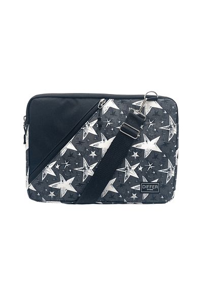 Differ Studio 15-15.6'' inch Gray Star Pattern Water Resistant Zippered Black Laptop/Macbook/Notebook/Case/Bag