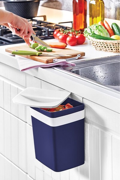 Queen’s Kitchen Yeni Nesil Dolap Kapağına Asılabilen 4Lt Çöp Kovası