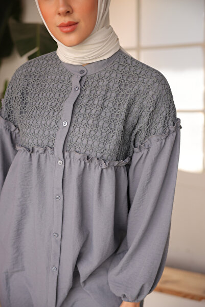 benguen 2028 Knitted Patterned Shirt Gray