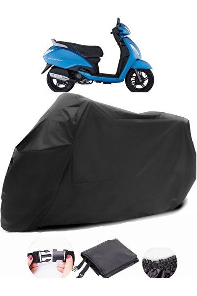 AutoEN Tvs Jupiter Black Motorcycle Tarpaulin Waterproof Durable Fabric