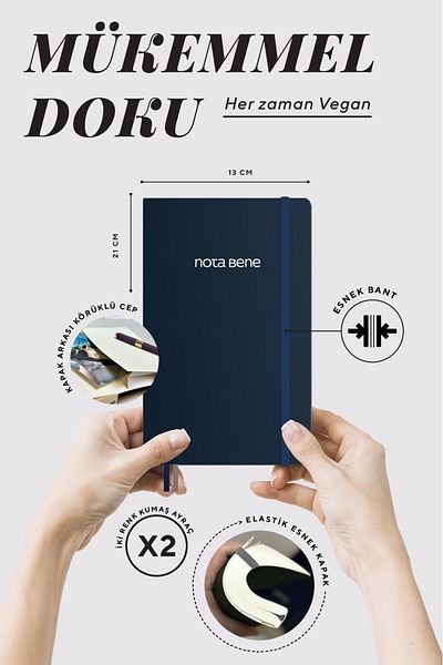 Victoria's Journals دفتر ملاحظات نوتا بيني كلاسيك بغطاء مرن، 13x21 سم، مخطط