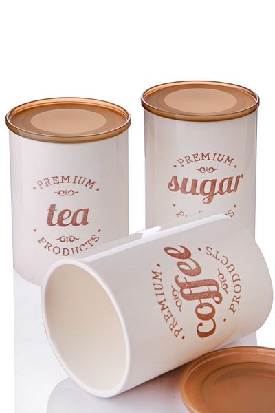 Queen’s Kitchen Porcelain 3-Piece Storage Set with Vacuum Lid