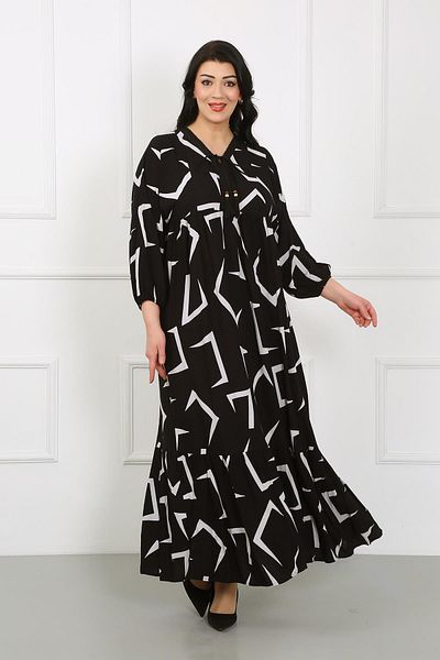 By Alba Collection Γυναικείο φόρεμα με δαντέλα με μακρυμάνικο βαμβακερό βισκόζη σε μέγεθος