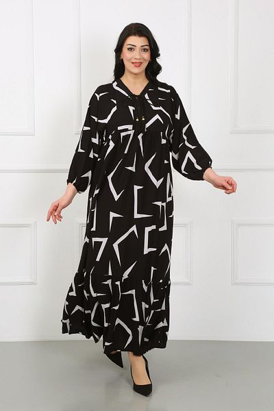 By Alba Collection Γυναικείο φόρεμα με δαντέλα με μακρυμάνικο βαμβακερό βισκόζη σε μέγεθος