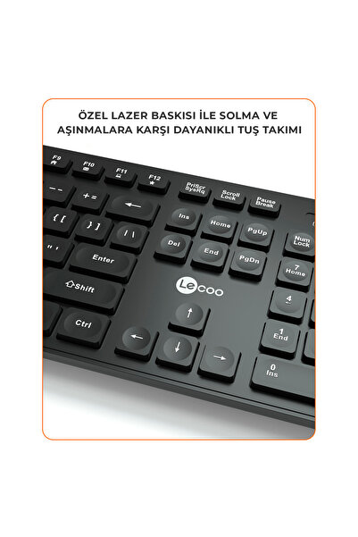 Lecoo Kw201 Kablosuz Türkçe Q Klavye & Mouse Set Siyah