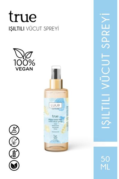 LUUR COSMETICS & MORE True Kadın Vücut Spreyi Simli Nemlendirici Işıltılı Kal...