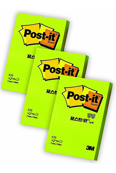 3M Post-It Yapışkanlı Not K. Yeşil 51X76Mm 656-Lime 3'Lü