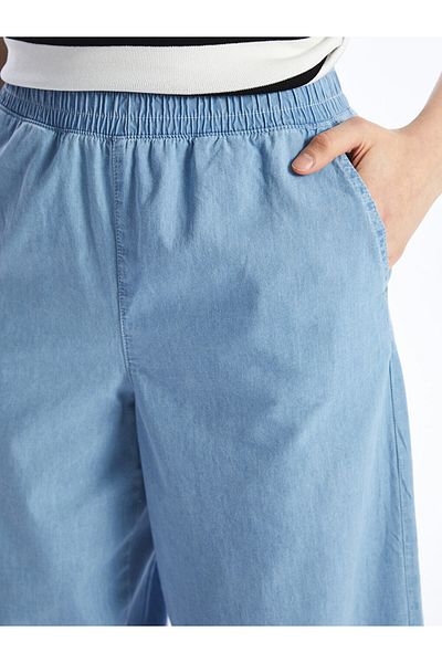 LC Waikiki LCW Modest Light Indigo Rodeo Pantaloni de damă cu talie elastică cu picioare largi