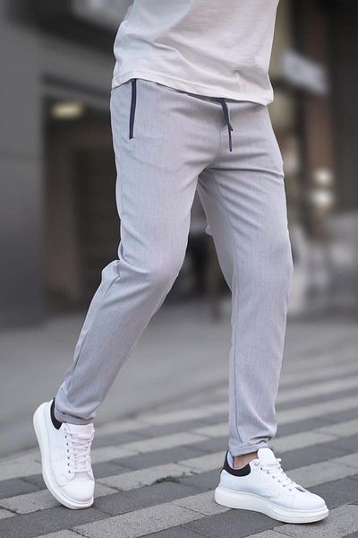 Madmext Gray Zipper Detailed Men's Trousers 6520