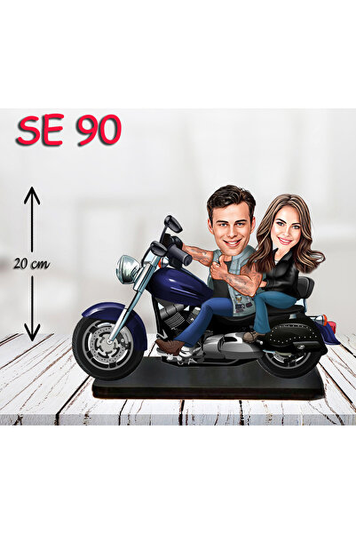 Özcan Tasarım Kişiye Özel Ahşap Biblo - Motor Kullanan Çift 4