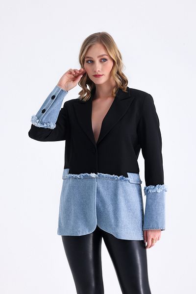 Koch London Jachetă de damă căptușită cu detalii din denim Blazer supradimensionat - Three County Cairn
