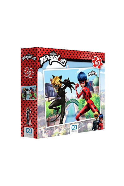 CA Games Mucize: Uğur Böceği ile Kara Kedi Lisanslı 60 Parça 34x24cm Çocuk Pu...