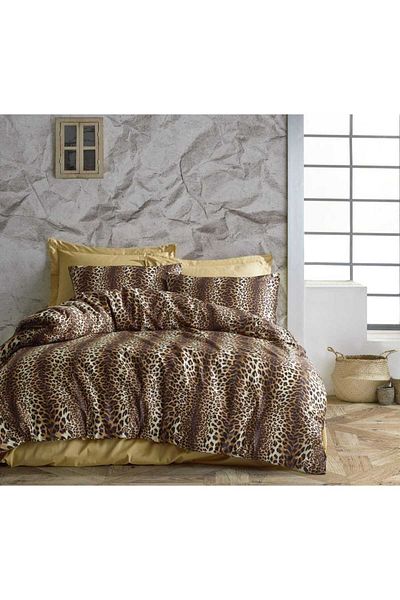 Mert Collection Çarşı Single Ranforce (fabric) Elastic Sheet Set Leopard Pattern