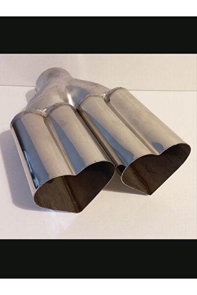 EGZOZCUM Kalp şeklinde çiftli SOL egzoz ucu paslanmaz  krom eksoz başlığı 60 mm.