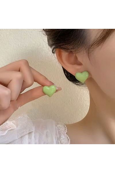 Nice For You Green Sweet Heart Earrings