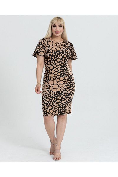 Butik Nilyam Дамска рокля с ръкав тип пеперуда и шарка, големи размери, 24036